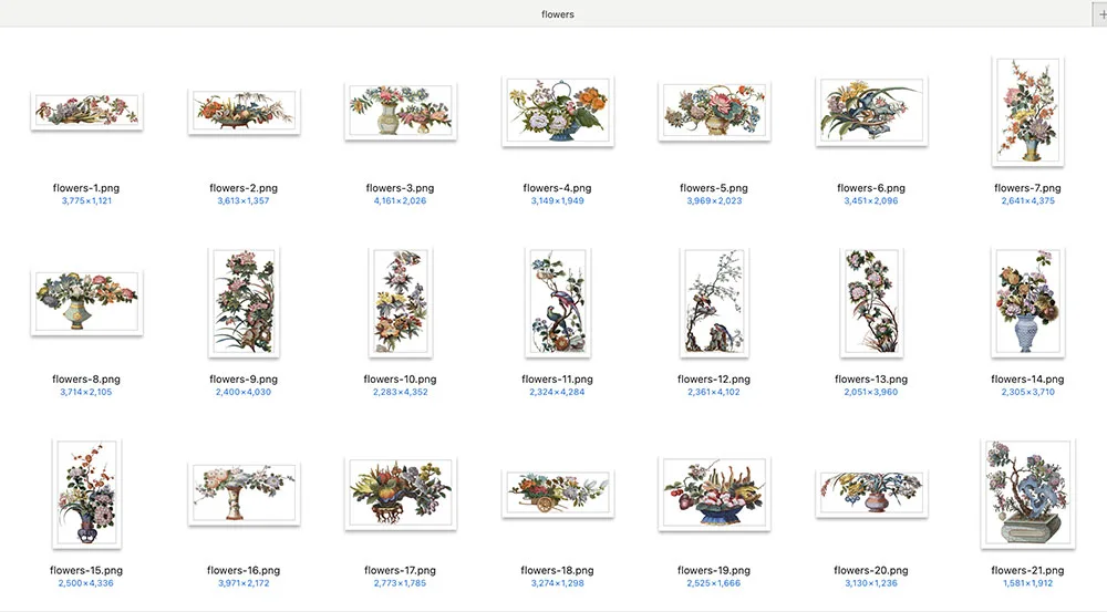 シノワズリの花 Chinoiserie flowers 128枚【png】 - 画像 (9)