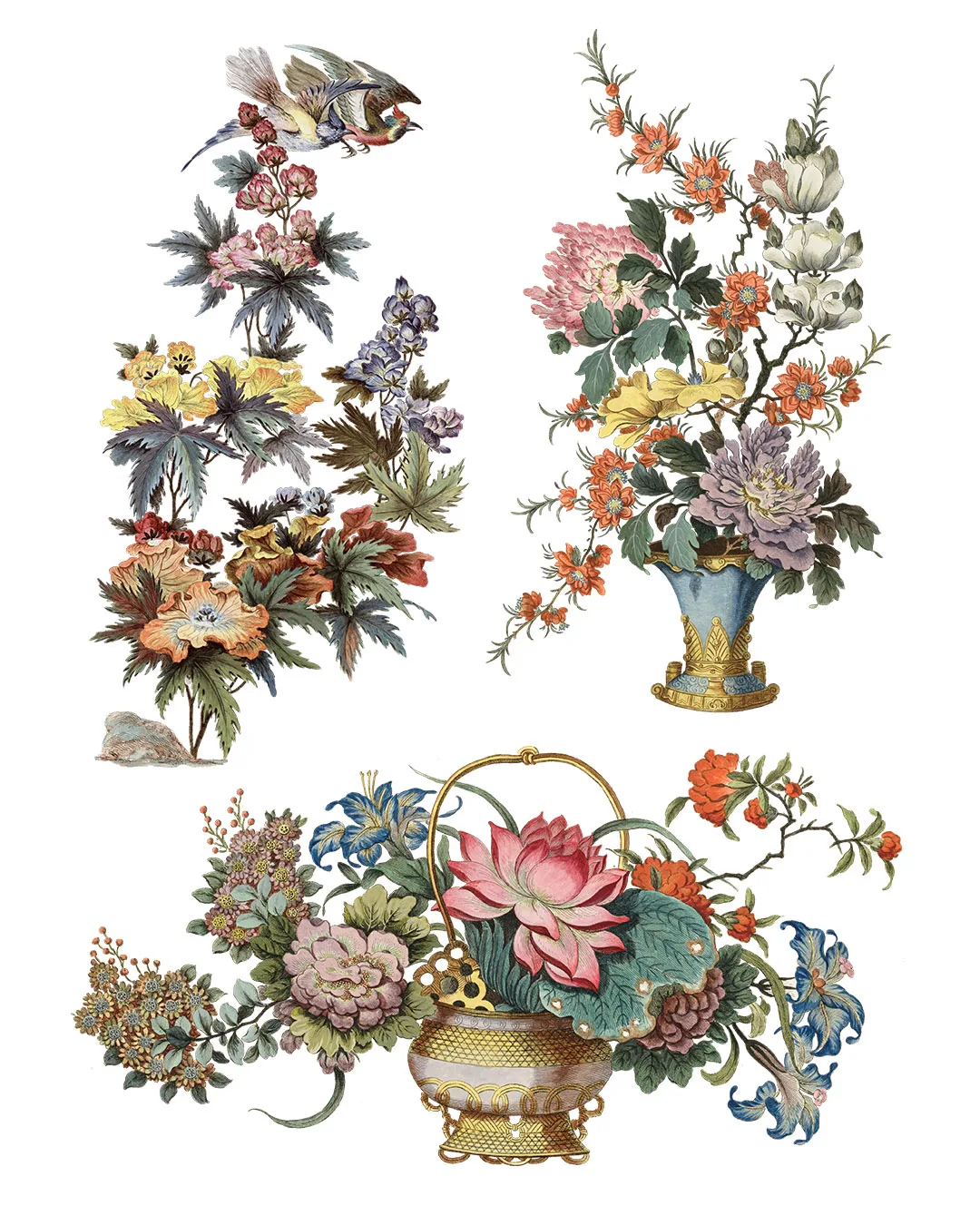 シノワズリの花 Chinoiserie flowers 128枚【png】 - 画像 (2)