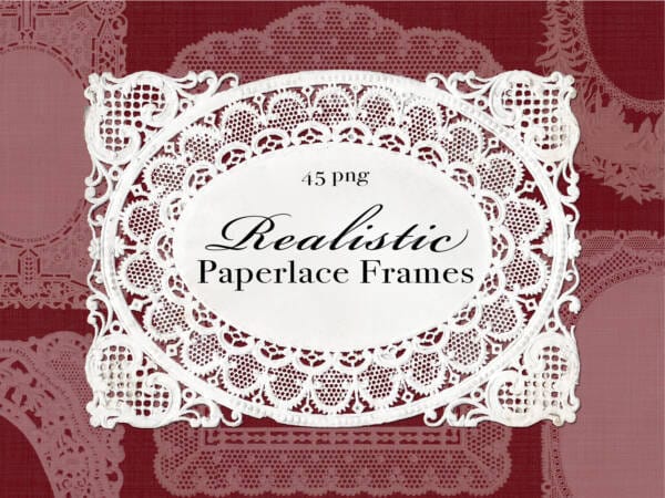 リアルなペーパーレースフレーム Realistic paperlace frames【透過png】